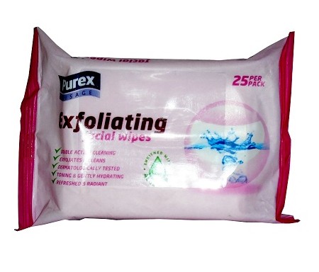 PUREX VISAGE - EXFOLIATING FACIAL WIPES - 25 WIPES