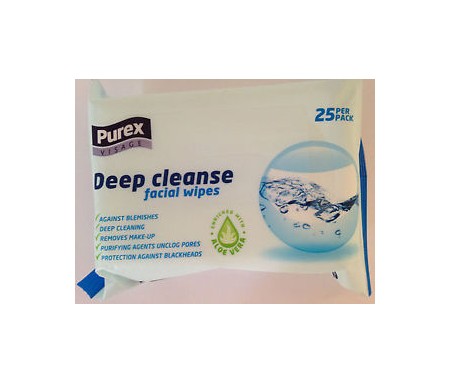 PUREX VISAGE - DEEP CLEANSE FACIAL WIPES - 25 WIPES