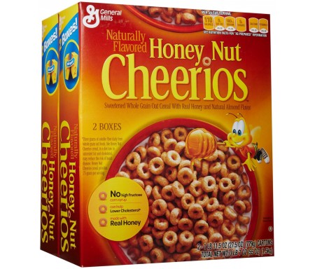 CHEERIOS HONEY & NUT CEREAL X2