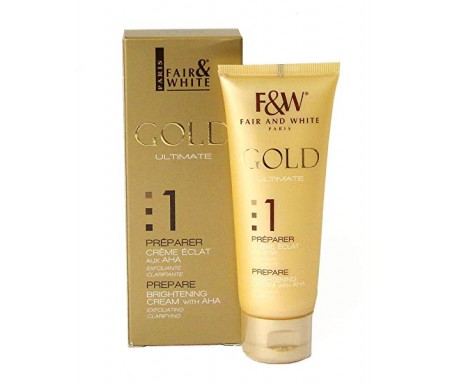 FAIR & WHITE GOLD ULTIMATE (1) PREPARE BRIGHTENING CREAM WITH AHA EXFOLIATING CLARIFYING 75ML