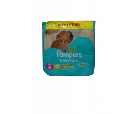 PAMPERS BABY DRY - 2 MINI - 80 COUNTS PLUS 8 FREE