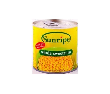 SUNRIPE WHOLE SWEETCORN 340G